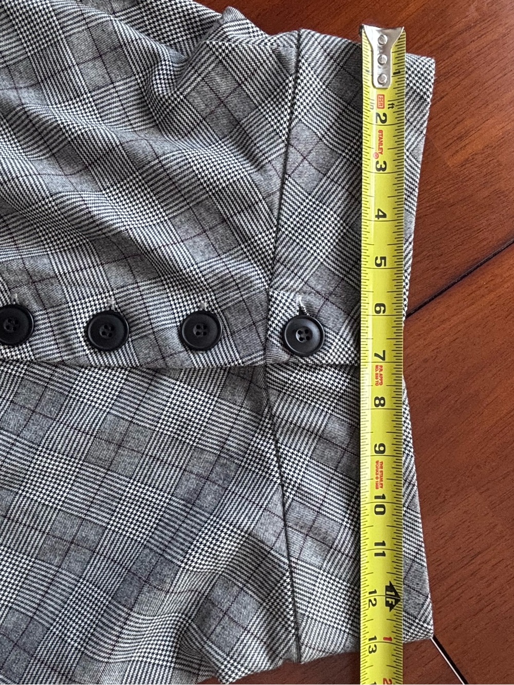Zara Trafaluc Grey Plaid A-Line Skirt with Front Buttons sz S - Picture 7 of 12